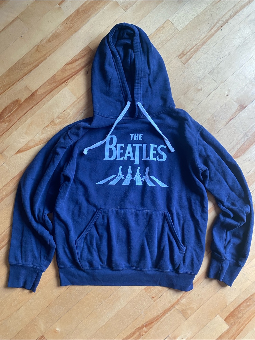 The Beatles Blue Hooded Sweatshirt with Abbey Road Graphic. Men’s size medium